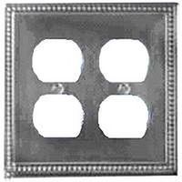 double duplex outlet wall plate, antique nickel