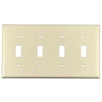 Four Gang Toggle Switch Plate, Almond