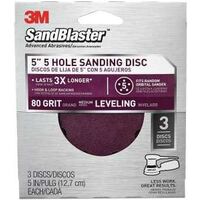 Five Hole Sanding Disc 80 Grit, 5in. 3 Pk