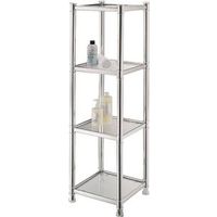 4 tier glass shelving unit, chrome
