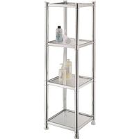 4 tier glass shelving unit, chrome
