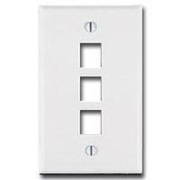 three port wall plate, white
