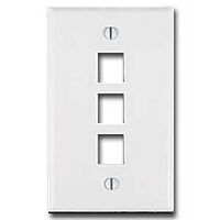 three port wall plate, white