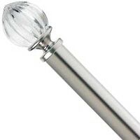 Fluted Ball Curtain Rod Set, 66in.-120in. Nickel