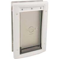 small pet door, white