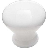 Porcelain Knob, 1 1/4" x 1" White