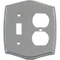 combination switch & duplex outlet wall plate, brushed chrome