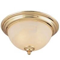 Ceiling Fixture with Alabaster Glass, Polished Brass