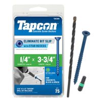 Tapcon 24395 Concrete Screw, 1/4 in x 3-3/4 in, Steel, Climaseal