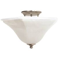 Nickel Ceiling Fixture 2 Light, Alabaster Glass