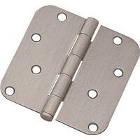 Round Corner Door Hinge, 3 1/2in. x 3 1/2in. Nickel