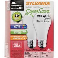 0744227 - A19 28W HALOGEN BULB S.WHT 2PK