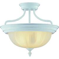 Ceiling Fixture with Frosted Melon Glass, White