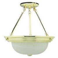Ceiling Fixture with Alabaster Glass, Polished Brass