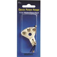 push pin picture hanger, 75 lb brass
