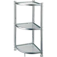 3 Tier Glass Corner Shelf, Chrome
