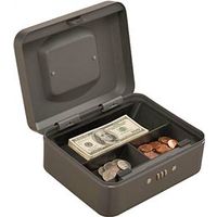 cash box with combination lock, 3 1/2in. x 7 7/8in. x 6 1/4in.