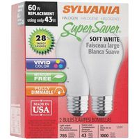 0916957 - A19 43W HALOGEN BULB S.WHT 2PK