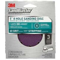 Eight Hole Sanding Disc 60 Grit, 5in. 3 Pk