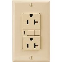 GFCI Double Outlet, 20A Ivory