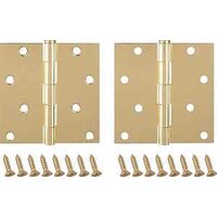 Square Corner Door Hinge, 4in. x 4in. Brass