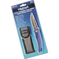 folding knife with blue handle, 4in.