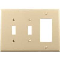 two toggle & duplex outlet plate, almond