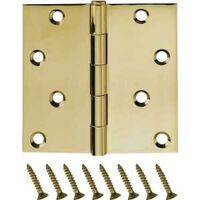 Square Corner Door Hinge, 4in. x4in. Bright Brass