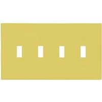 four gang toggle switch plate, almond