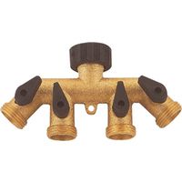four port manifold hose end, brass