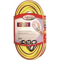 extension cord, 12/3 gauge x 50 purple & gold