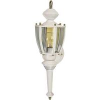six sided brass motion sensor lantern, white
