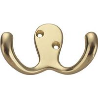 1787845-POL BRASS DBL PRONG ROBE HOOKS