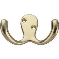 Double Prong Robe Hook, Brass