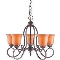 Five Light Chandelier, Antique Bronze