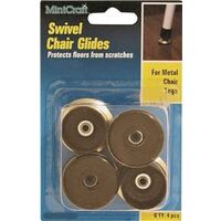 Swivel Chair Glide Brass, 3/4in.