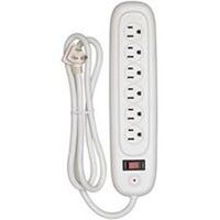 Six Outlet Surge Strip with Phone Jack, White