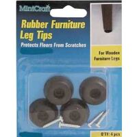 Rubber Leg Tips Black with Screw, 7/8in.