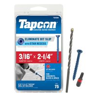 Tapcon 24360 Concrete Screw, 3/16 in x 2-1/4 in, Steel, Climaseal