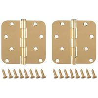round corner door hinge, 4in. x 4in. brass