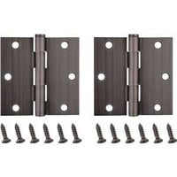 Square Corner Door Hinge, 3 1/2in. x 3 1/2in. Antique Nickel