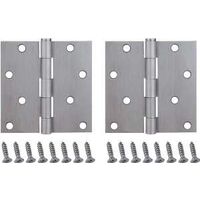 Square Corner Door Hinge, 4in. x 4in. Satin Chrome