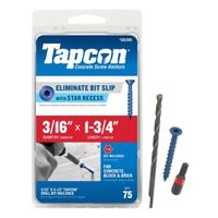 Tapcon 24355 Concrete Screw, 3/16 in x 1-3/4 in, Steel, Climaseal