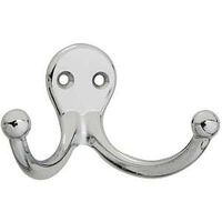 double prong robe hook, chrome