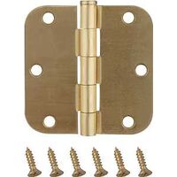 Residential Round Corner Door Hinge, 4in. x 4in. Brass
