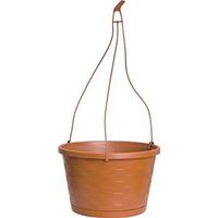plastic hanging basket, 12in. terra cotta