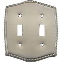 double switch wall plate, brushed nickel