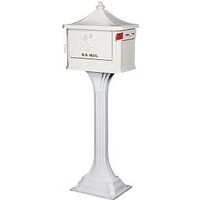 pedestal mailbox & post, white