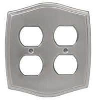 double duplex outlet wall plate, brushed chrome