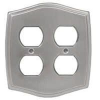 Double Duplex Outlet Wall Plate, Brushed Chrome